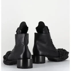 Outlet SDM Boots à lacets talon cylindrique et cuir froissé - LAVA NAPPA NERO NOIR