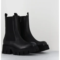 Sale LOFINA Boots à élastique en cuir forme carré semelle légère - 4224 GAS NERO NOIR