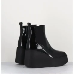 Hot GARRICE LAB Boots à plateforme bout carré en cuir vernis - LEA VERNICE NERO NOIR