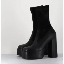 Hot SORT AARHUS Boots à plateforme cuir & stretch nubuck - 3764 GAS NERO NOIR