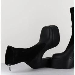 Hot SORT AARHUS Boots à plateforme cuir & stretch nubuck - 3764 GAS NERO NOIR