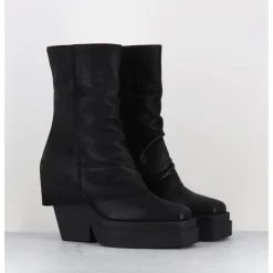 Hot SORT AARHUS Boots à plateforme déstructurée en cuir gras - 6630 GAS NERO NOIR