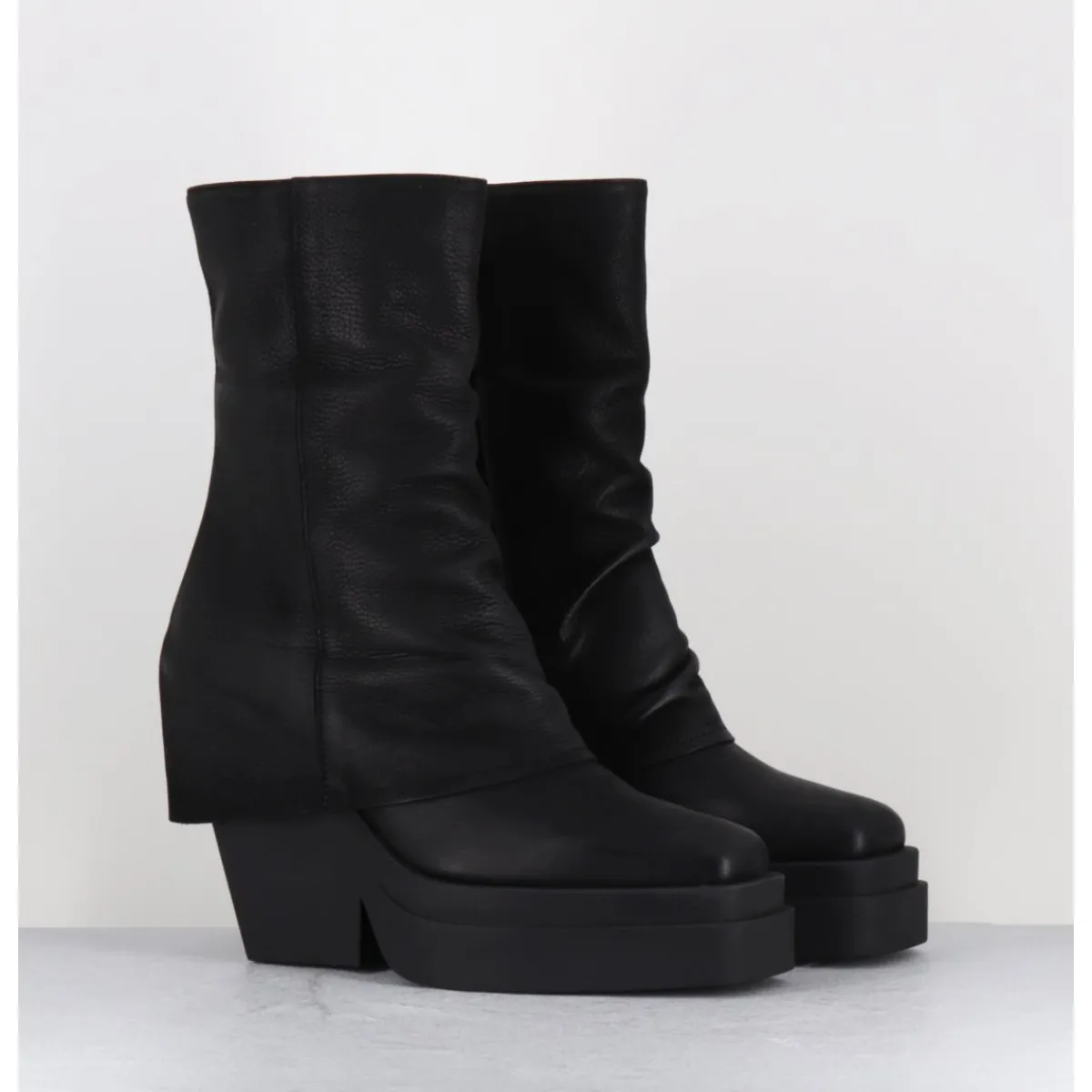 Hot SORT AARHUS Boots à plateforme déstructurée en cuir gras - 6630 GAS NERO NOIR