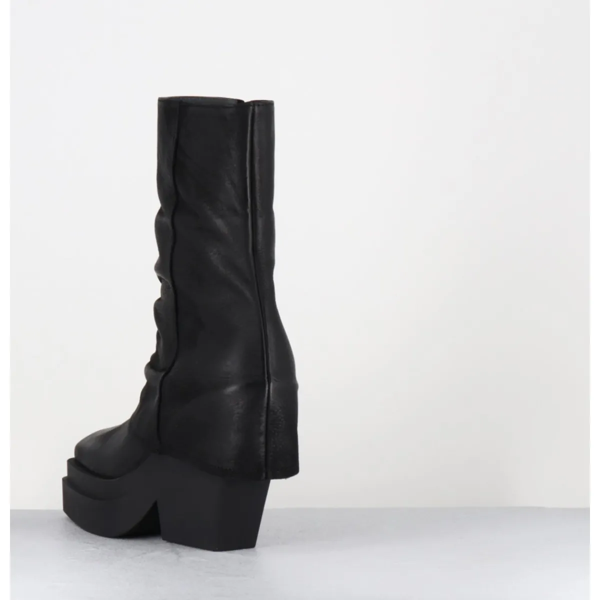Hot SORT AARHUS Boots à plateforme déstructurée en cuir gras - 6630 GAS NERO NOIR