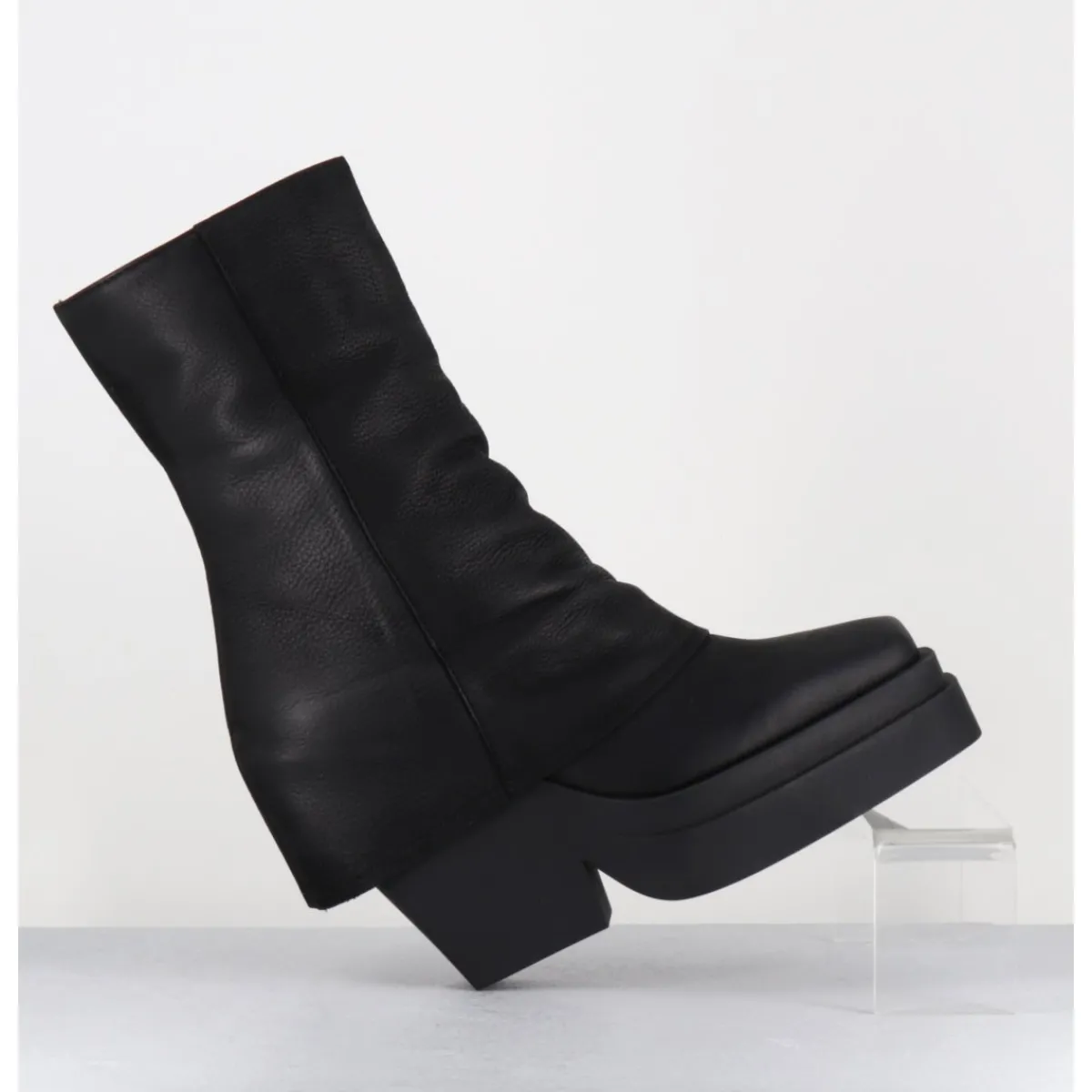 Hot SORT AARHUS Boots à plateforme déstructurée en cuir gras - 6630 GAS NERO NOIR