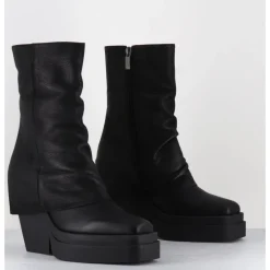Hot SORT AARHUS Boots à plateforme déstructurée en cuir gras - 6630 GAS NERO NOIR