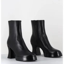 Online GARRICE LAB Boots à plateforme en cuir talon rétro - BLAU NAPPA NERO NOIR