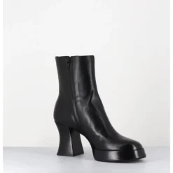 Online GARRICE LAB Boots à plateforme en cuir talon rétro - BLAU NAPPA NERO NOIR