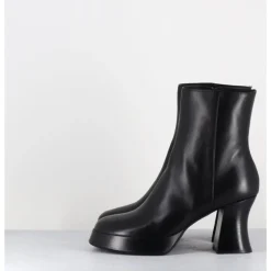 Online GARRICE LAB Boots à plateforme en cuir talon rétro - BLAU NAPPA NERO NOIR