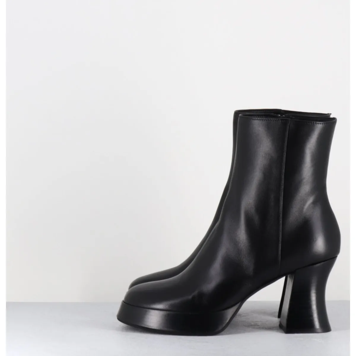 Online GARRICE LAB Boots à plateforme en cuir talon rétro - BLAU NAPPA NERO NOIR