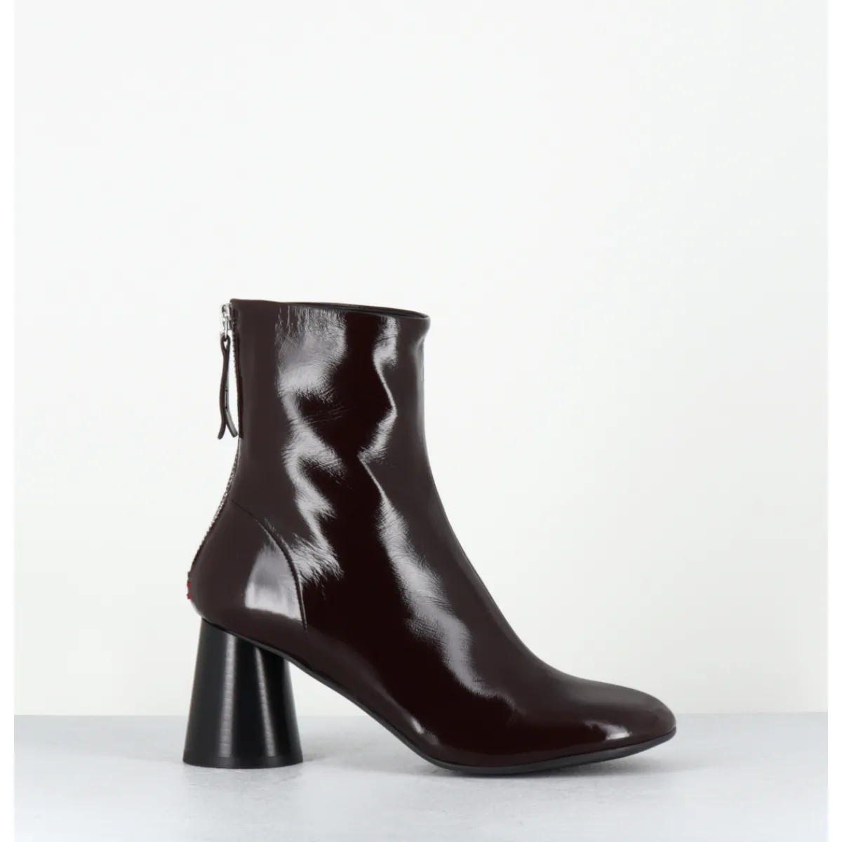 Clearance HALMANERA Boots à talon en cuir bout rond - ADA13 GLAZE T MORO MARRON