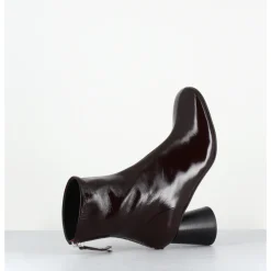 Clearance HALMANERA Boots à talon en cuir bout rond - ADA13 GLAZE T MORO MARRON