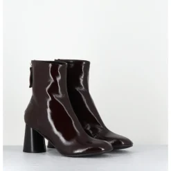 Clearance HALMANERA Boots à talon en cuir bout rond - ADA13 GLAZE T MORO MARRON