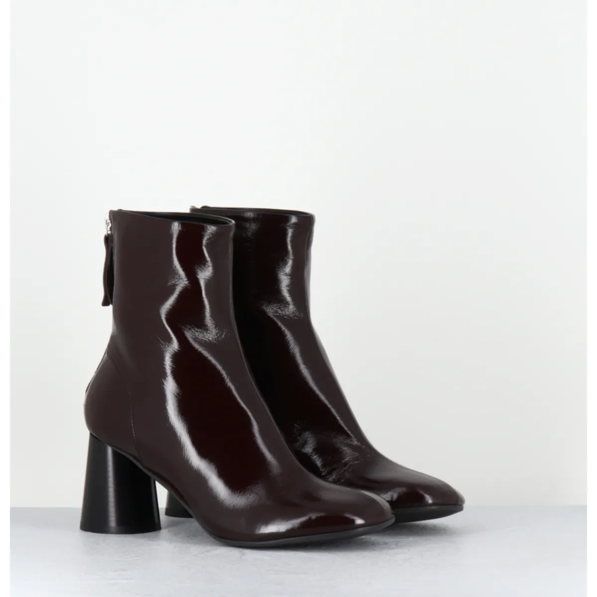 Clearance HALMANERA Boots à talon en cuir bout rond - ADA13 GLAZE T MORO MARRON