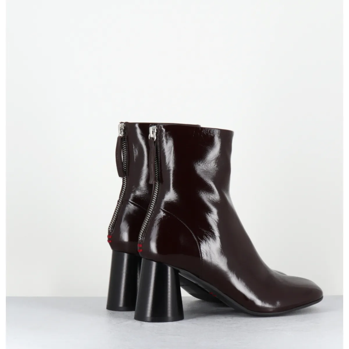 Clearance HALMANERA Boots à talon en cuir bout rond - ADA13 GLAZE T MORO MARRON