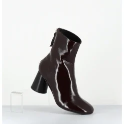 Clearance HALMANERA Boots à talon en cuir bout rond - ADA13 GLAZE T MORO MARRON