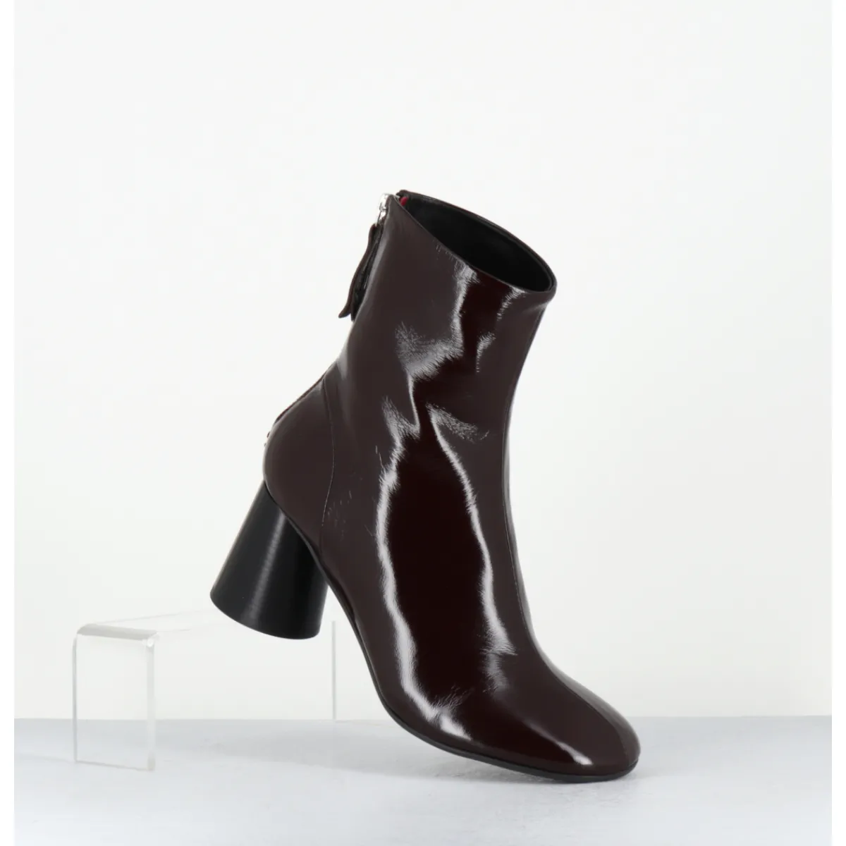 Clearance HALMANERA Boots à talon en cuir bout rond - ADA13 GLAZE T MORO MARRON