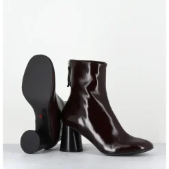 Clearance HALMANERA Boots à talon en cuir bout rond - ADA13 GLAZE T MORO MARRON