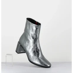 Sale HALMANERA Boots à talon en cuir métallisé - BETA16 METAL ACCIAIO ARGENT