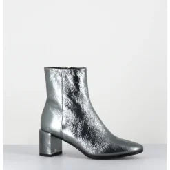 Sale HALMANERA Boots à talon en cuir métallisé - BETA16 METAL ACCIAIO ARGENT
