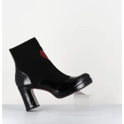 CHIE MIHARA Boots à talon en cuir & coeur rouge - DANLOV MASERATI NEGRO NOIR