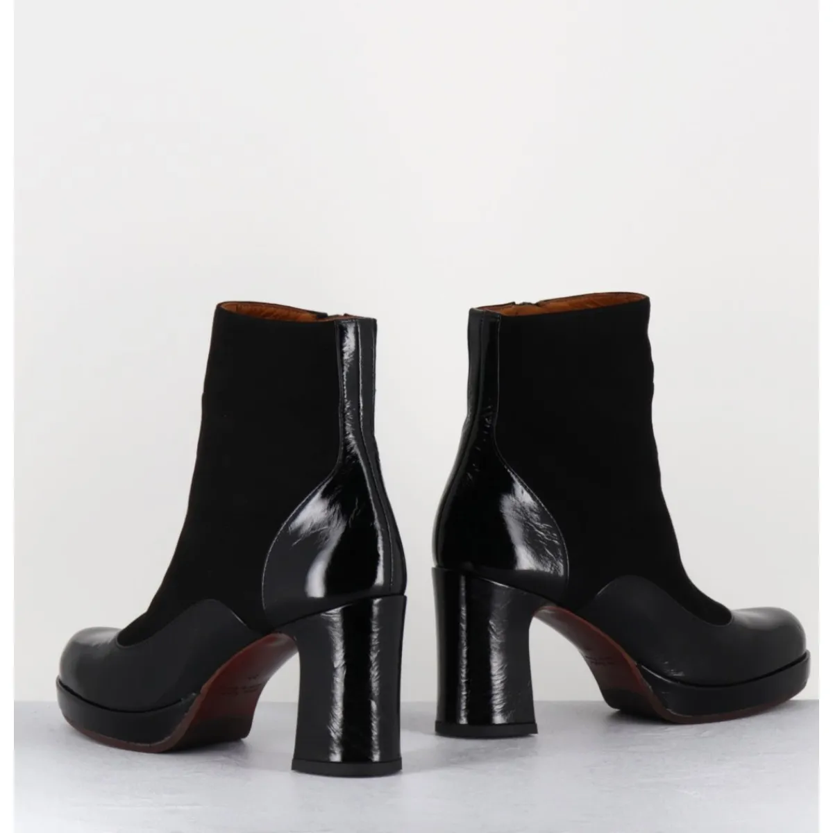 CHIE MIHARA Boots à talon en cuir & coeur rouge - DANLOV MASERATI NEGRO NOIR