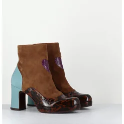 Online CHIE MIHARA Boots à talon en daim camel & coeur violet - DANLOV FIAT CASTANO