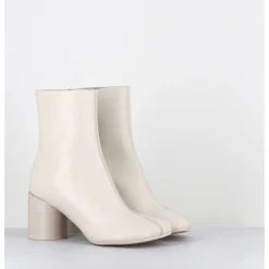 MM6 MAISON MARGIELA Boots anatomiques surpiqûre frontale en cuir cassé - S59WU0249 T2018 BLANC
