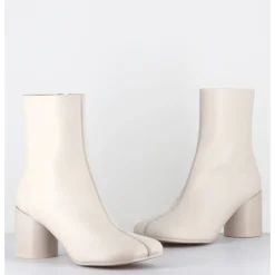 MM6 MAISON MARGIELA Boots anatomiques surpiqûre frontale en cuir cassé - S59WU0249 T2018 BLANC
