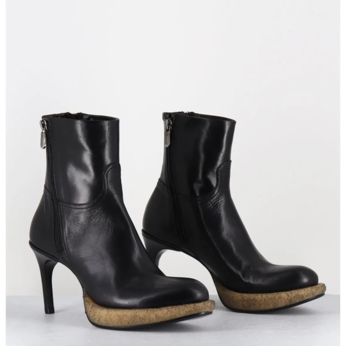 New ROCCO P Boots avant-garde en cuir & plateforme crêpe - 19684 NAPPA LUX NERA NOIR
