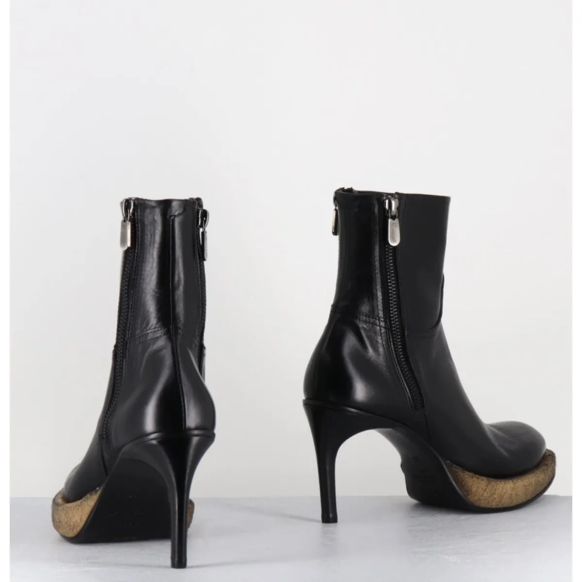 New ROCCO P Boots avant-garde en cuir & plateforme crêpe - 19684 NAPPA LUX NERA NOIR