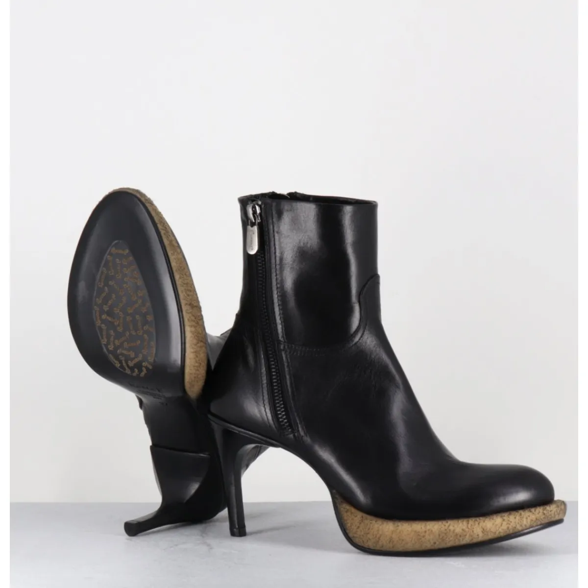 New ROCCO P Boots avant-garde en cuir & plateforme crêpe - 19684 NAPPA LUX NERA NOIR