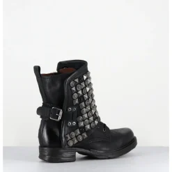 New A.S.98 Boots bikers à lacets cuir clous rock & pierres - 259213 NERO NOIR