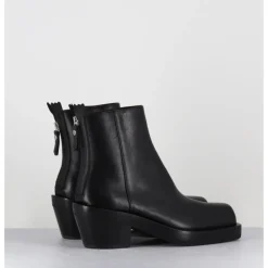 Online AGL Boots bikers courtes en cuir - MOTA DESERT NERO NOIR