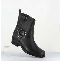 Hot GARRICE LAB Boots bikers courtes en cuir usé - RAMAT ASPORT ASFALTO NOIR