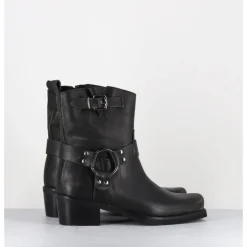 Hot GARRICE LAB Boots bikers courtes en cuir usé - RAMAT ASPORT ASFALTO NOIR