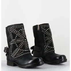 Hot A.S.98 Boots bikers cuir clous rock - 259215 NERO NOIR