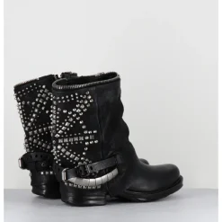Clearance A.S.98 Boots bikers cuir clous rock - 259216 NERO NOIR