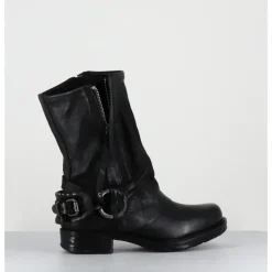 Best A.S.98 Boots bikers cuir double zip - 259214 NERO NOIR