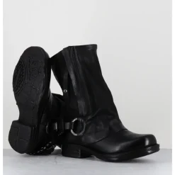 Best A.S.98 Boots bikers cuir double zip - 259214 NERO NOIR