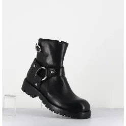 Online LEMARGO Boots bikers en cuir - BM11A CORDOVAN NERO NOIR