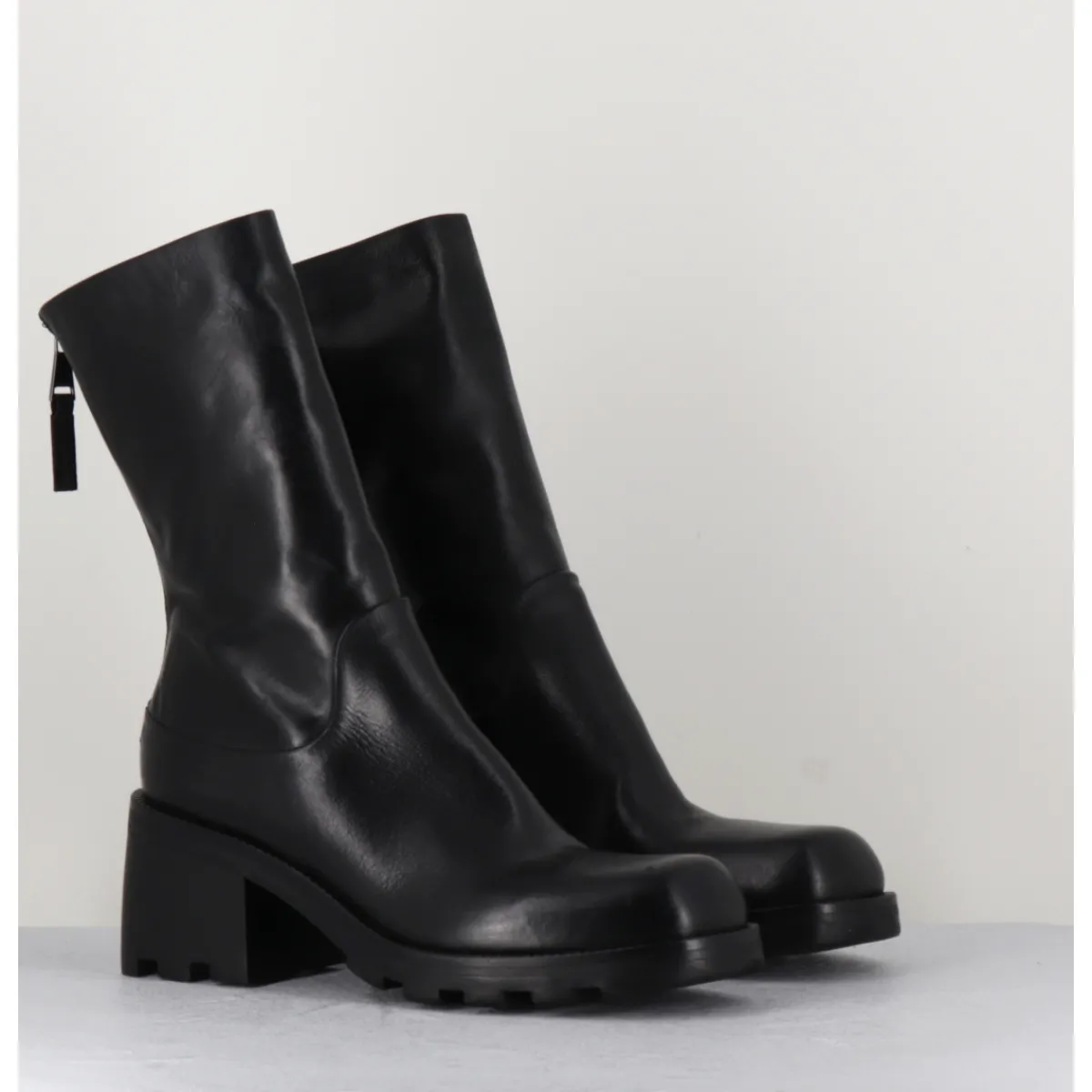 Best ELENA IACHI Boots bikers en cuir à bout carré - E3015 NERO NOIR