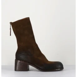 ELENA IACHI Boots bikers en daim marron à bout carré - E3015 NOCCIOLA CAMEL