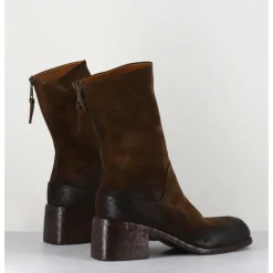 ELENA IACHI Boots bikers en daim marron à bout carré - E3015 NOCCIOLA CAMEL