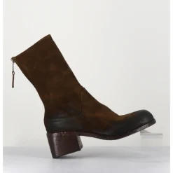 ELENA IACHI Boots bikers en daim marron à bout carré - E3015 NOCCIOLA CAMEL