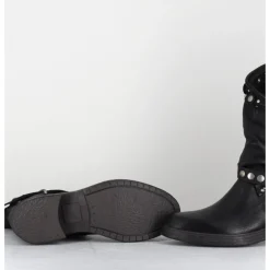 New GARRICE LAB Boots bikers plates cuir & rivets - GOULA RAG NERO NOIR