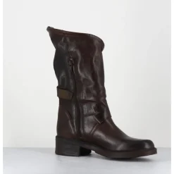 Outlet GARRICE LAB Boots bikers plates en cuir asymétriques - RAGELI RAG T MORO MARRON