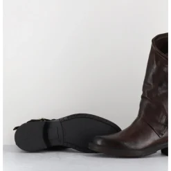 Outlet GARRICE LAB Boots bikers plates en cuir asymétriques - RAGELI RAG T MORO MARRON