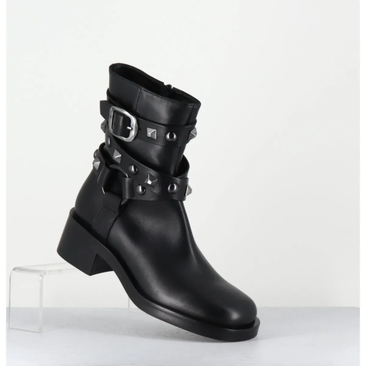 STRATEGIA Boots bikers tour de cheville clouté - A5459H24 TALCO NERO NOIR