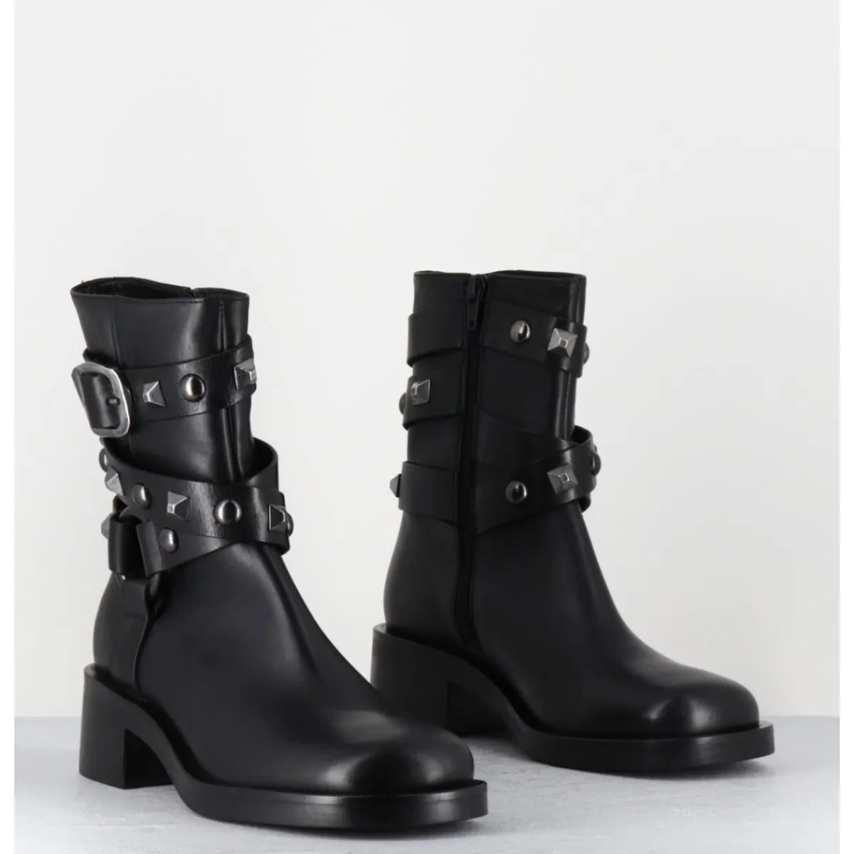 STRATEGIA Boots bikers tour de cheville clouté - A5459H24 TALCO NERO NOIR